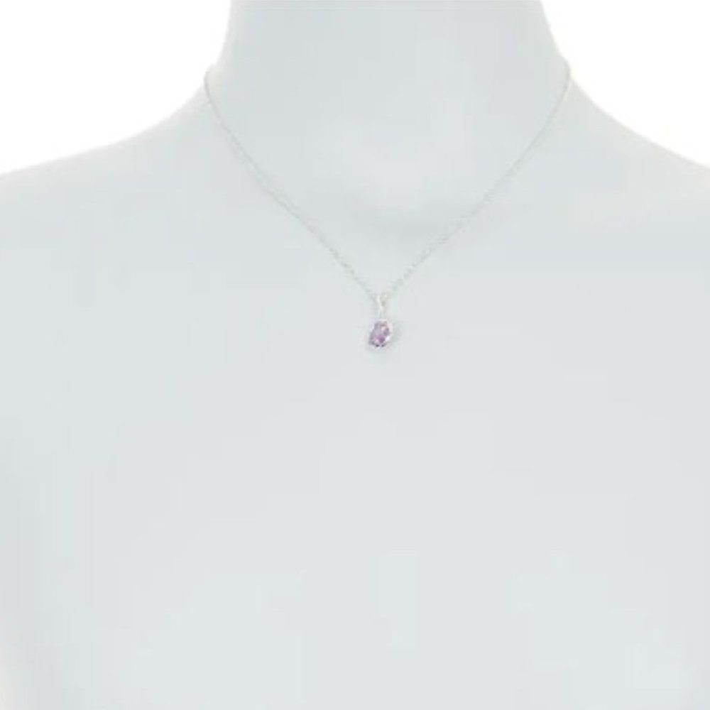 JUDITH RIPKA Sterling Silver 10mm Round Amethyst Pendant Necklace - Picture 4 of 5